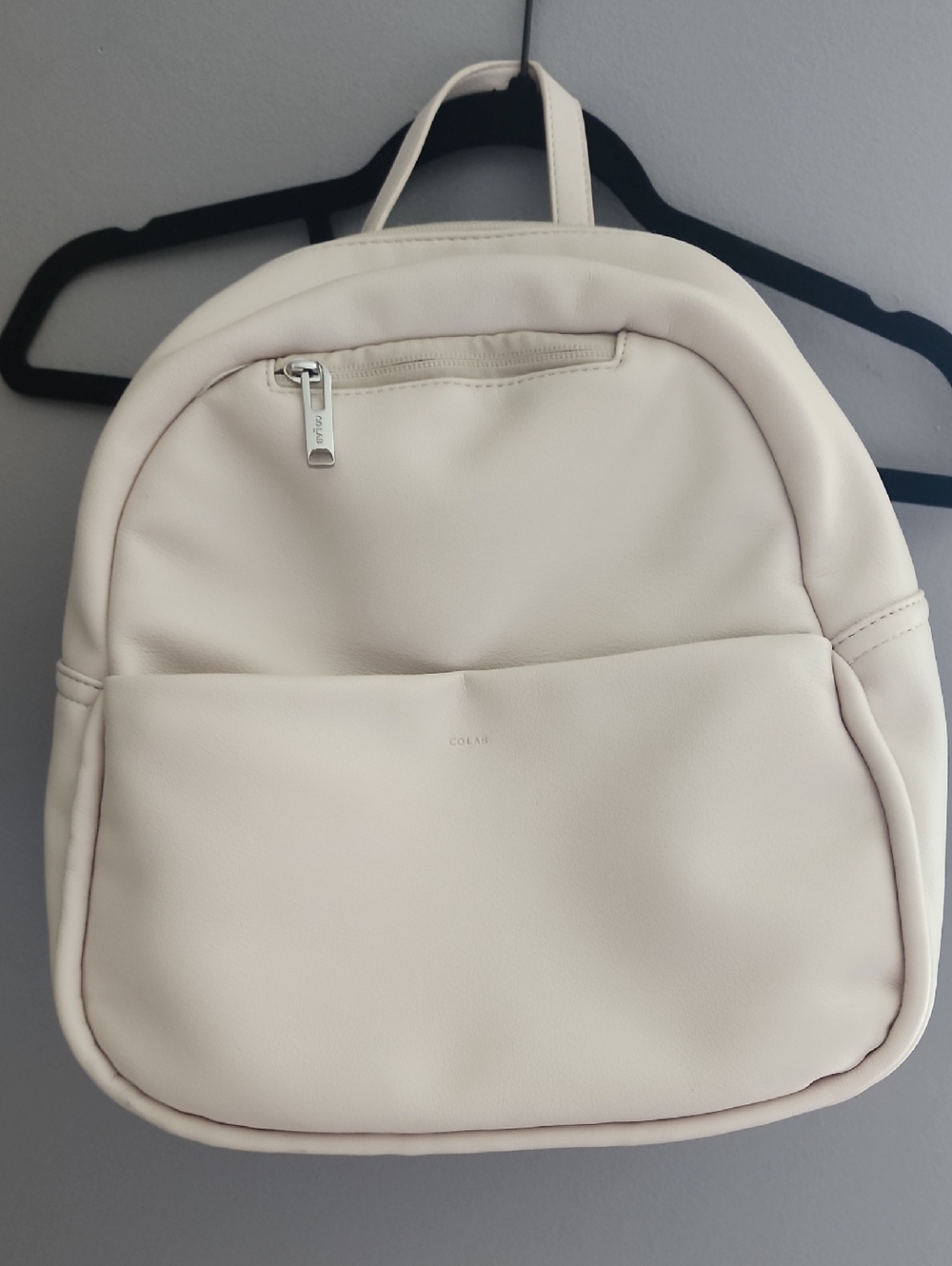 Cream Everyday Backpack with Front Pocket - Colab Vegan Leather